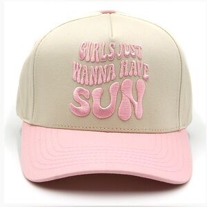 Girls Just Wanna Have Sun Pink and Cream Cap
